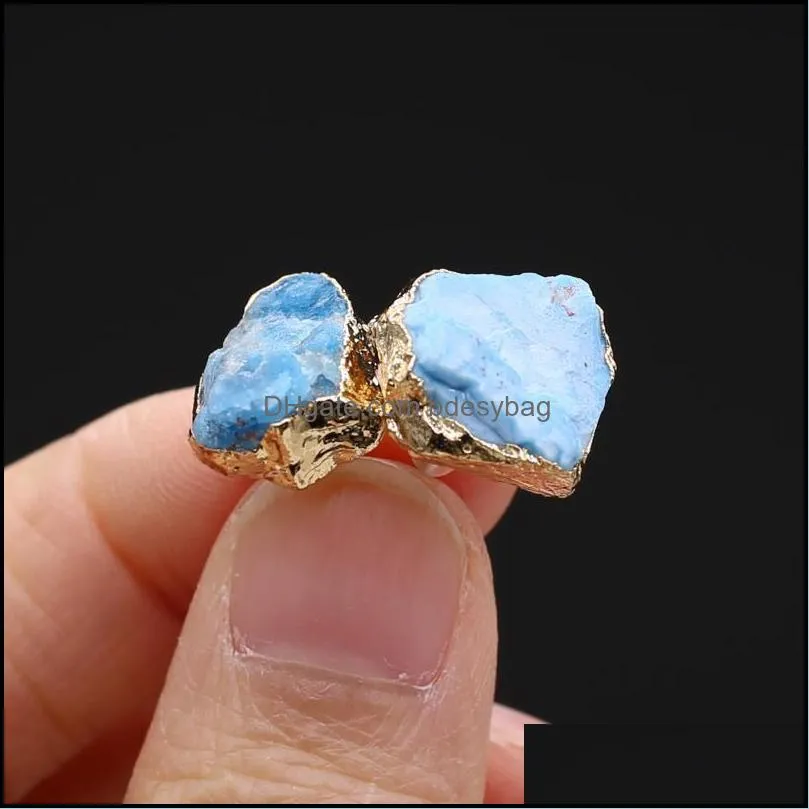 stud fashion natural crystal earrings for women gold color blue turquoise rose quartz jewelry gift girlfriend wifestud