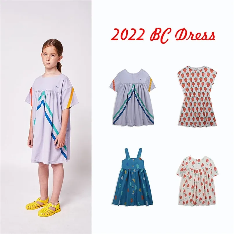 BOBO夏の春の子供たちのドレスBCブランドの女の子かわいいプリント長袖の王女の赤ちゃん子供綿の衣服220422