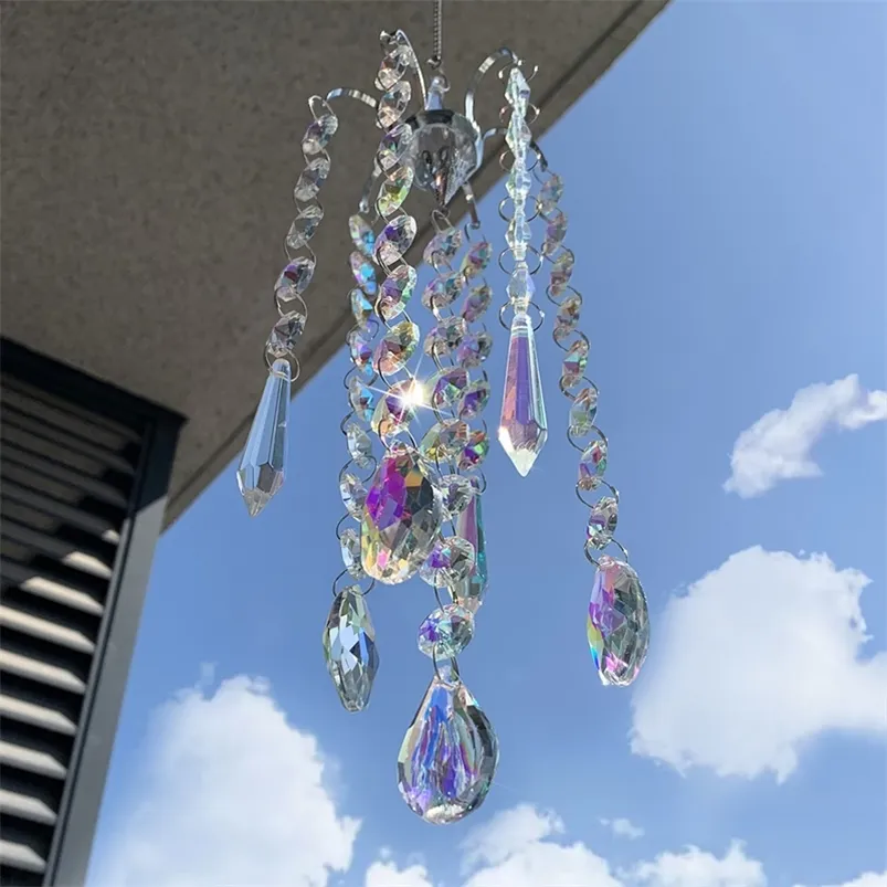 HD Chandelier Wind Chimes AB Revestimento Cristal Prismas Pendurado SunCatcher Rainbow Chaser Janela Cortinas Pingente Home Decor Presentes 220407