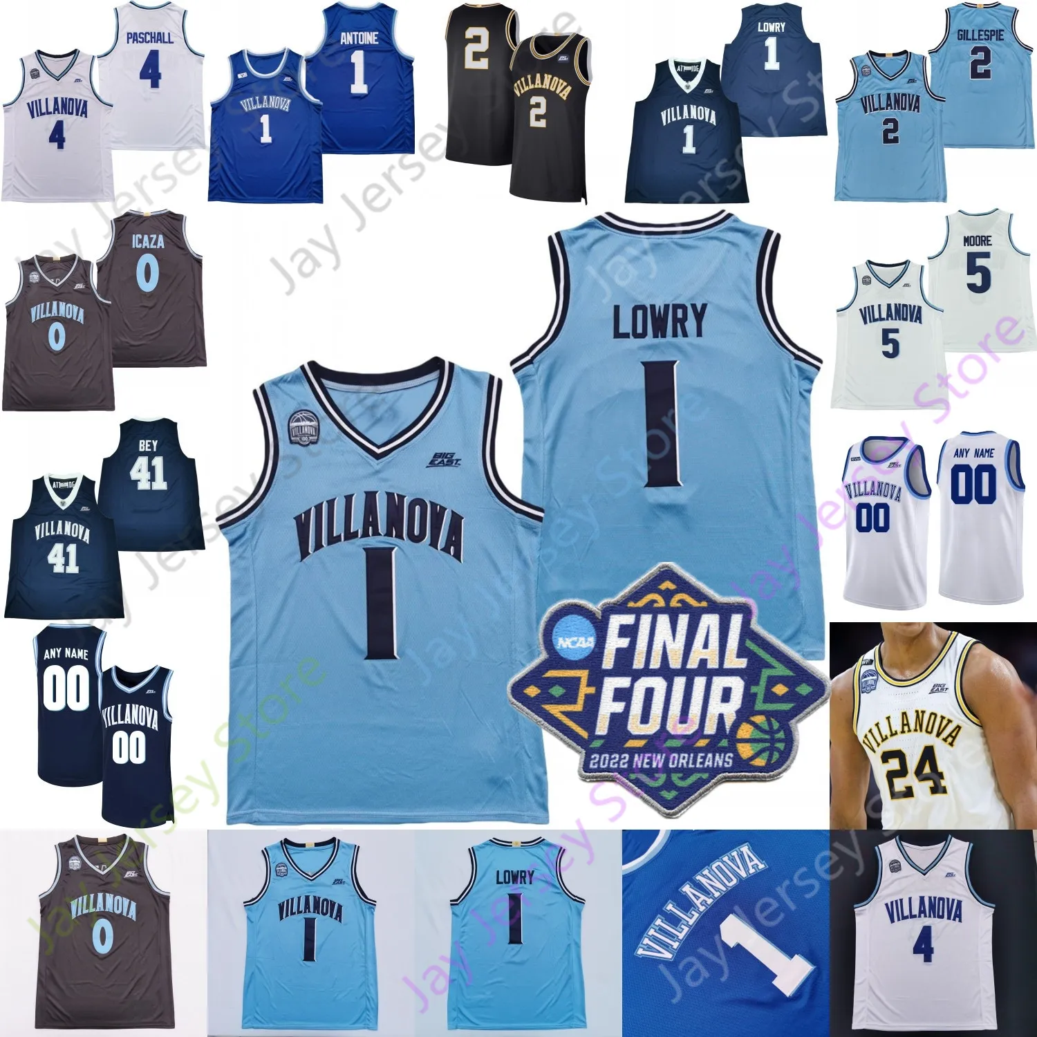 2022 Final Four 4 Villanova Wildcats Basketball Jersey NCAA College Caleb Daniels Eric Dixon Brandon Slater Longino Lowry Collin Gillespie Armstrong Arcidiacono