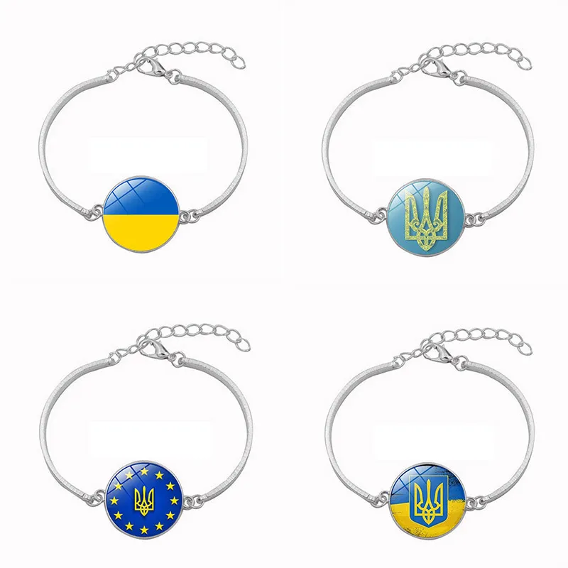 Other Arts And Crafts Ukrainian Flag Metal Glass Bracelet Sign Symbol Bangle Band Circlet Armlet Wristlet Pray For Ukraine Stand With Ukraine Peace No War ZL0711