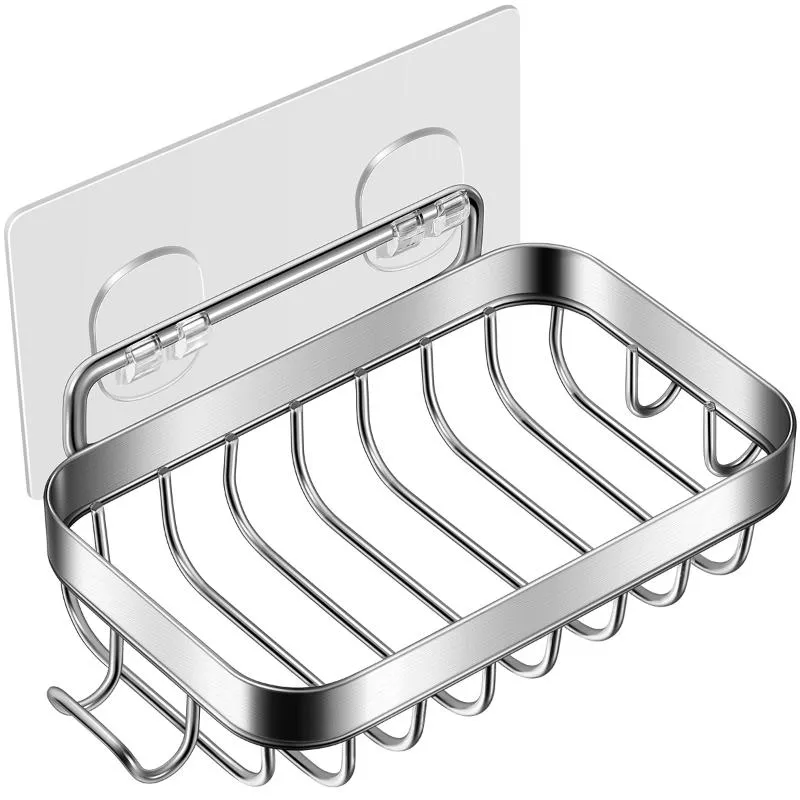 Soap Dishes Holder 304 Stainless Steel Bar With Traceless Adhesive Tape Sponge Tray For Bathroom And Kitchen SinkSoap