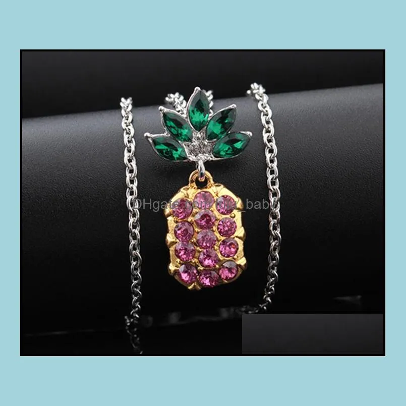 pineapple necklaces for women green leaves ladies girl jewelry gift long chain necklace fruit pendant necklace