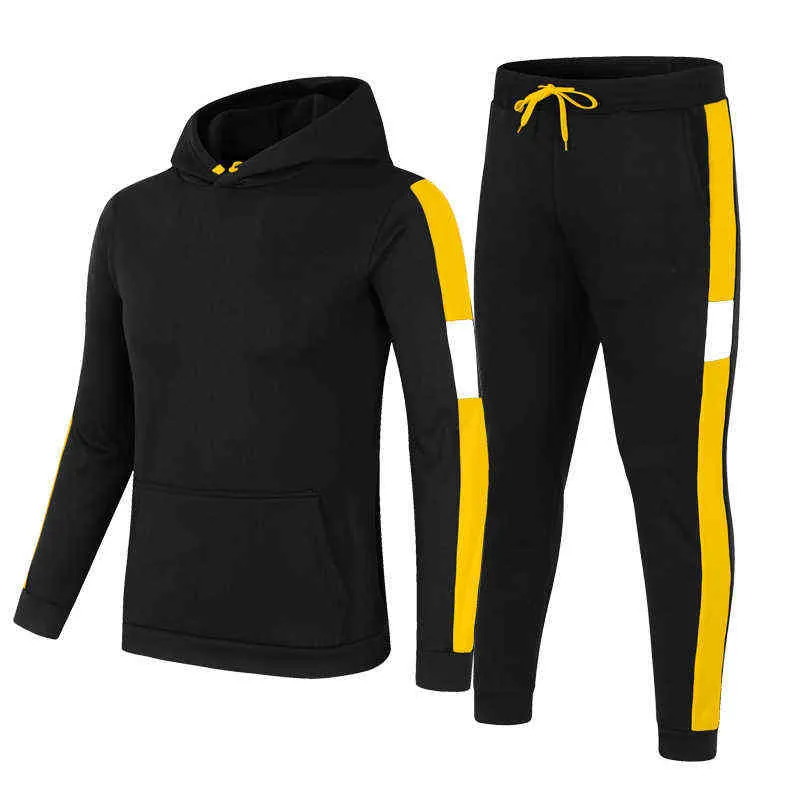 Automne hiver polaire épaissie hommes costume sportswear mode pantalon à capuche 2 pièces ensemble vêtements de sport pour femmes pantalons de jogging hommes Y220420