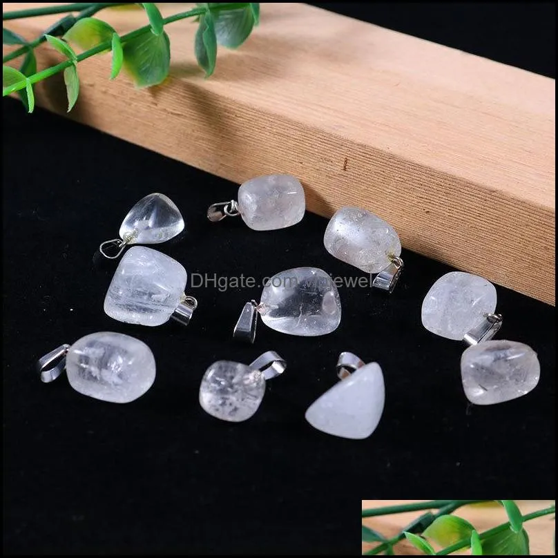 natural stone irregular charms opal tiger`s eye pink quartz healing chakra pendants diy necklaces jewelry accessories making
