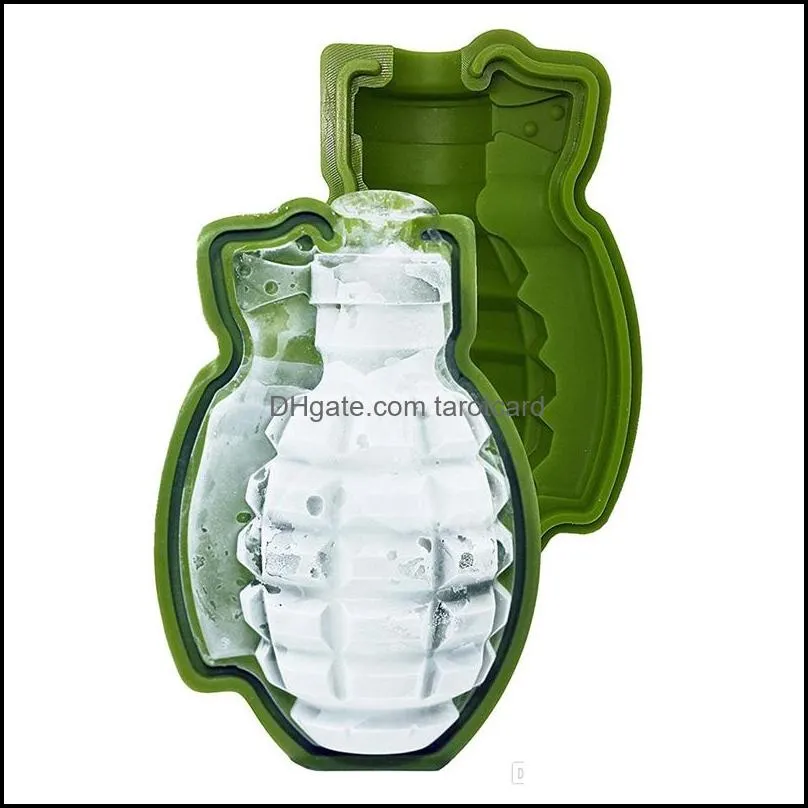 3D Grenade Shape Ice Cube Mold Creative Silicone Trays Molds Kitchen Bar Tool Mens Gift Ice Cream Maker Party Drinks Free DHL