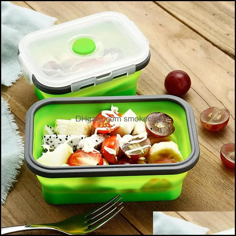 4 pcs Silicone Lunch Box Portable Bowl Colorful Folding Food Container Lunchbox 350/500/800/1200ml Eco-Friendly 220228