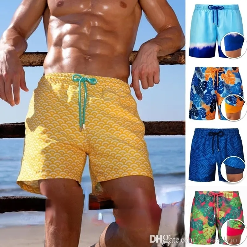 Heren Jogger Biker Shorts Hoge kwaliteit strandbroek met trekkoord bedrukte joggingbroek dubbele capris plus maat kleding