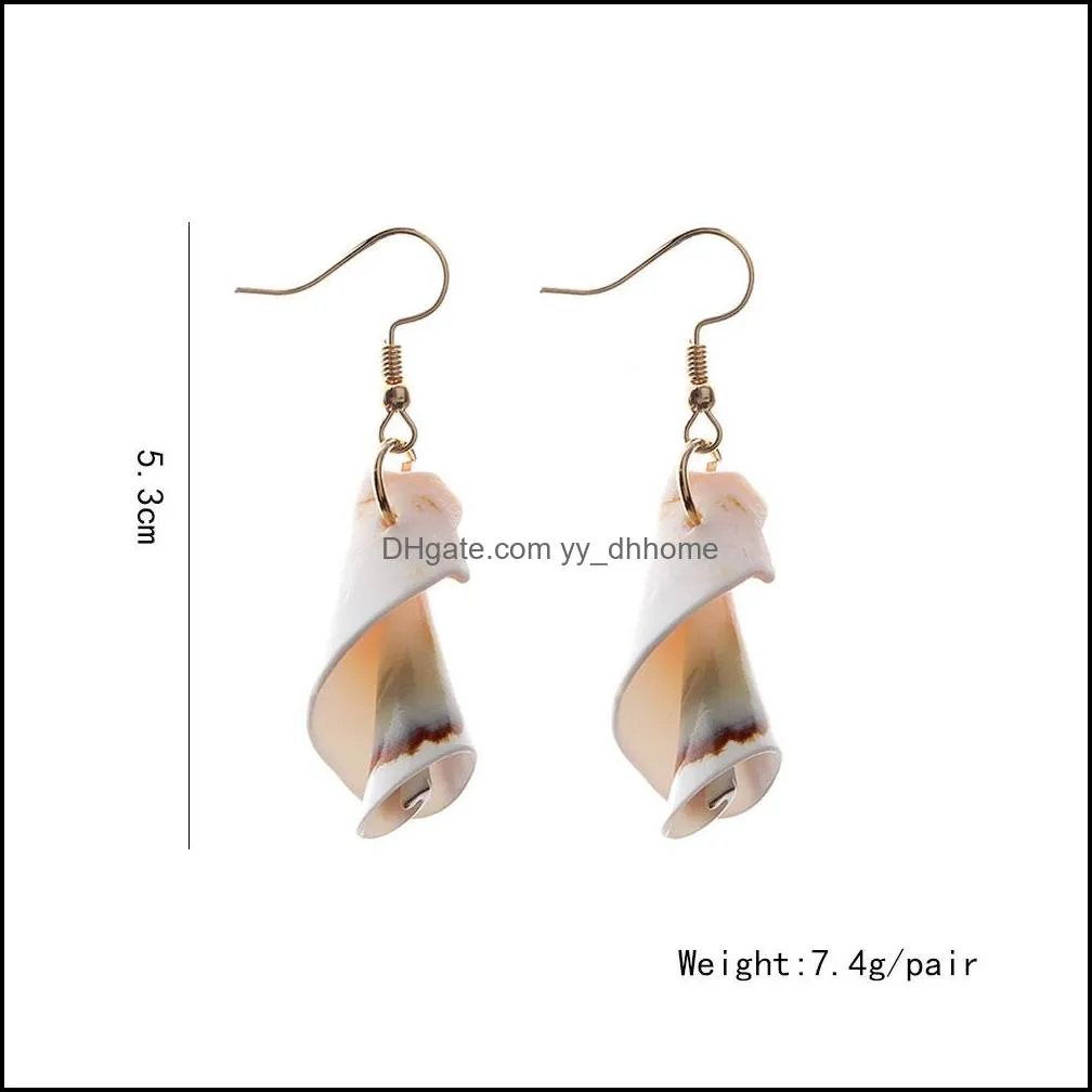 Bohemian Elegant Gold Beach Shell Earring Love Heart Dangle Earrings for Women Summer Jewelry