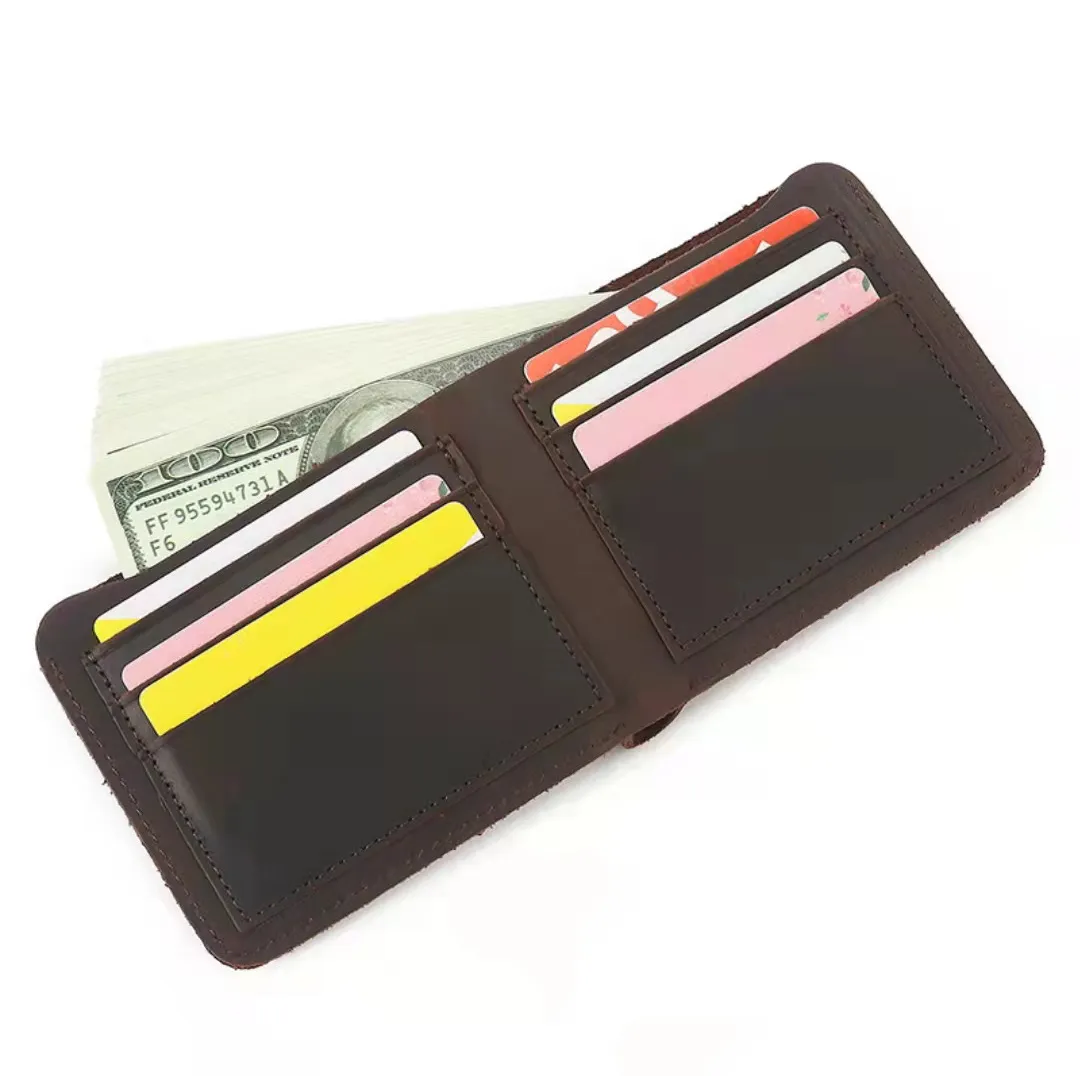 Genuine cow leather vintage mens designer wallets male fashion casual zero card purses no105