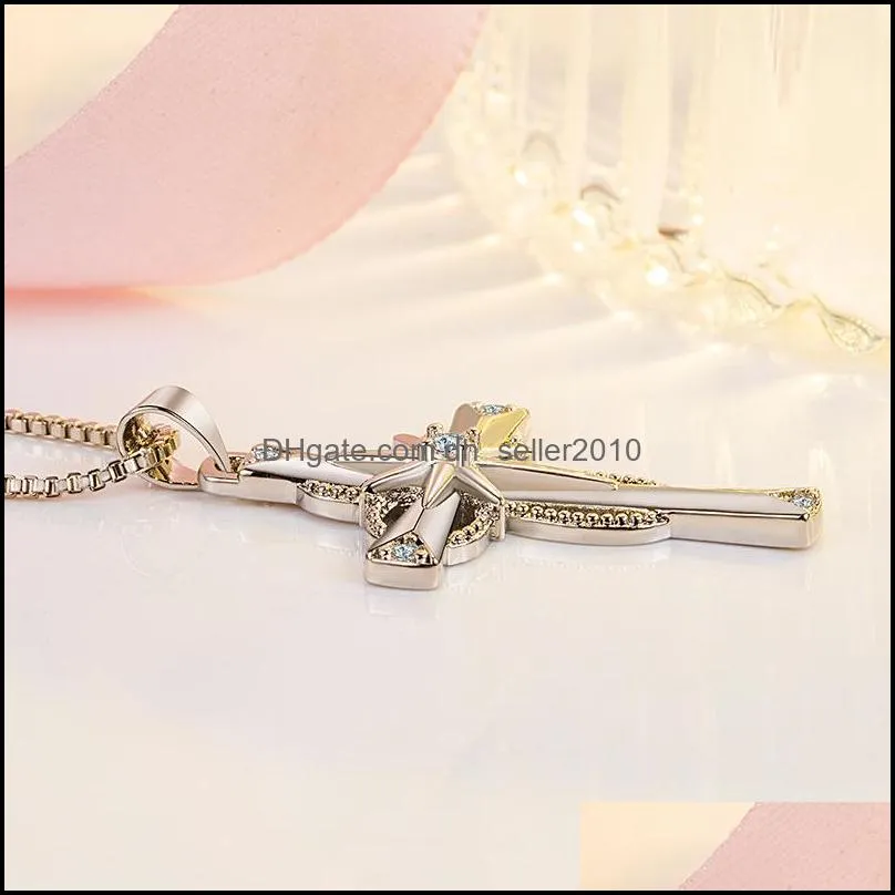 crystal faith hope love cross necklace for women jewelry valentine`s day necklace for girlfriend lover couple gift pendant