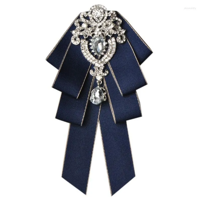 Bow Ties Men's Formal Dress Long Tie Retro Rhinestone Groom Gentlemen Wares Wedding British Brosch Bowtie Accessories Donn22