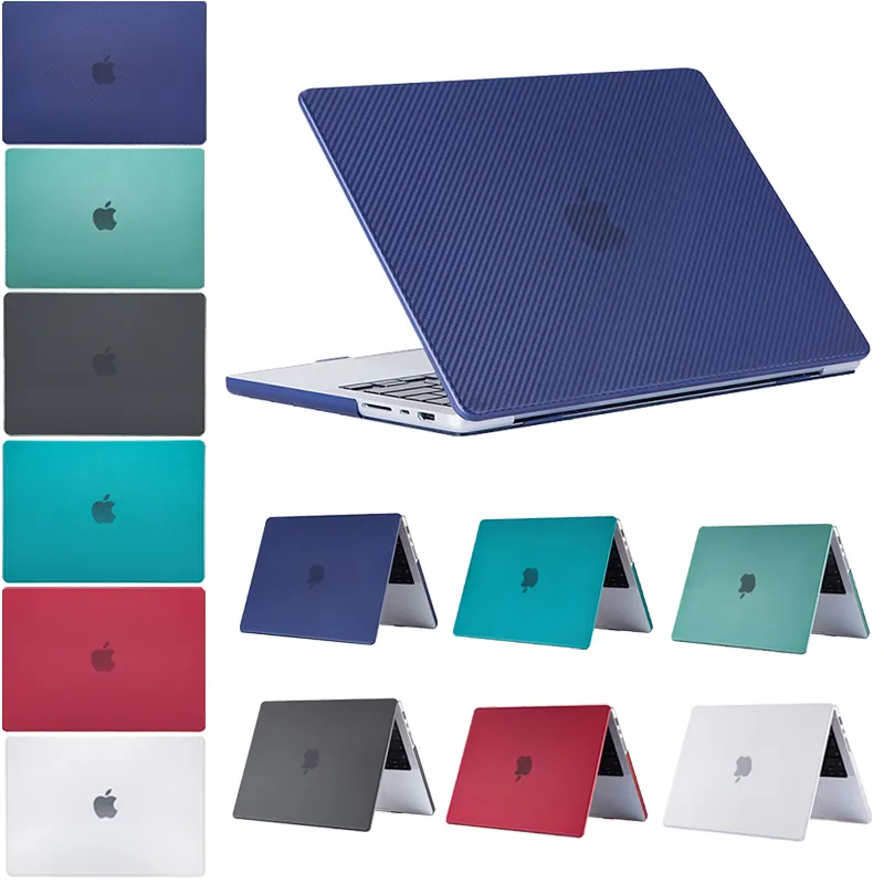 Nowe etui na macbooka z matowego włókna węglowego do Air Pro 13 14 16 cali Frost twarda przednia tylna okładka Full Body Apple Laptop Shell A1932 A1706 A2442 A2485