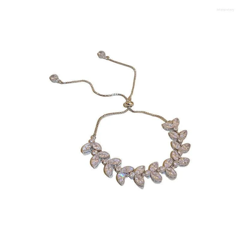 Bracelets de charme coréen Zircon feuille Bracelet Design sens littéraire ventilateur Ins Style Couple cadeau charme Inte22