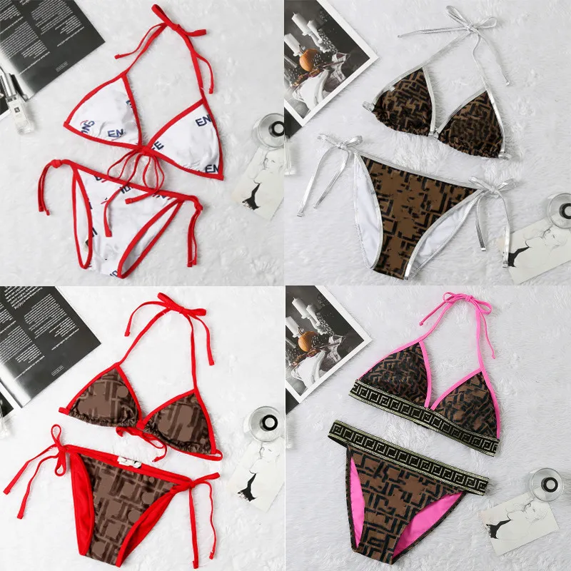 Diseñador de moda de verano de gama alta correa sexy bikini de playa Trajes de baño para mujer Marcas Bikinis Trajes Vendaje Bikini Dos piezas Trajes de baño Conjunto de traje de baño para mujer de alta calidad