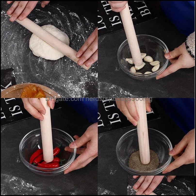 Natural Wooden Rolling Pin Fondant Cake Decoration Kitchen Tool Durable Non Stick Dough Roller High Quality RRA13010