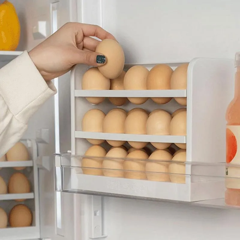 Bottiglie di stoccaggio Barattoli 30 uova Tre strati Creativo Flip Egg Box Frigo Organizzatore Contenitore Cucina domestica Mantieni fresco Rack Dropship