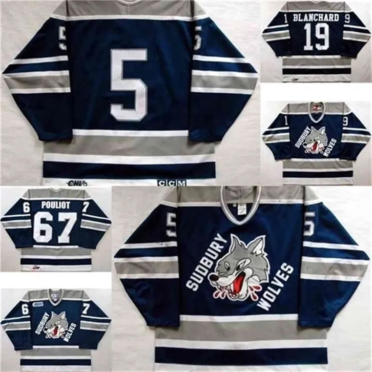 Chen37 C26 Nik1 Personnaliser OHL Sudbury Wolves Jersey Hommes Femmes Enfants 5 Mike Wilson 19 Trevor Blanchard 67 Benoit Pouliot Hockey Jerseys Goalit Cut RARE