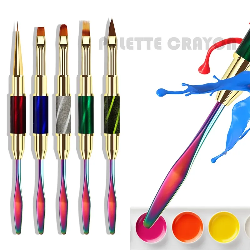 Cat Eye Stick colorato Push Color Bar spazzola per unghie doppia testa gel fototerapia penna penna fiore intagliato