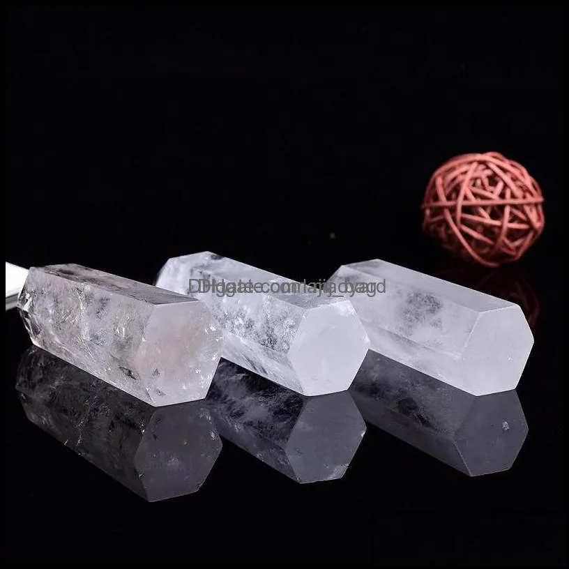 Arts And Crafts Arts, & Gifts Home Garden White Crystal Tower Ornament Mineral Healing Wands Reiki Natural Six-Sided Energy Stone Ability