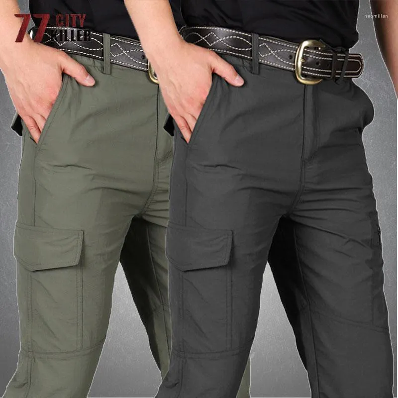 Men's Pants Cargo Men Summer Quick Dry Multi-Pockets Tactical Trousers Male Outdoor Sports Hiking Climbing Loose Military Mens PantsMen's Na