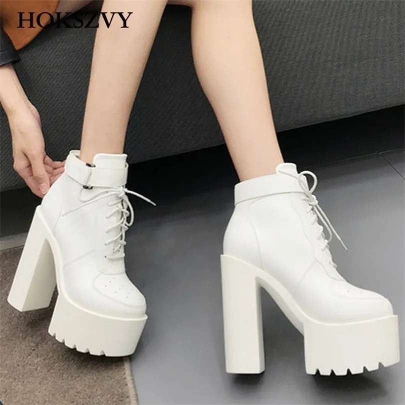 HOKSVZY New Womens Sexy Winter Black Boots Platfrom Boot Women Fashion Shoes Thick High Heel Boots Ankle Boots 201105