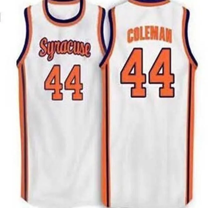 XFLSP # 44 Derrick Coleman Syracuse Orange 1996 빈티지 농구 유니폼 대학 던지기 스티치 유니폼 모든 이름과 번호를 사용자 정의