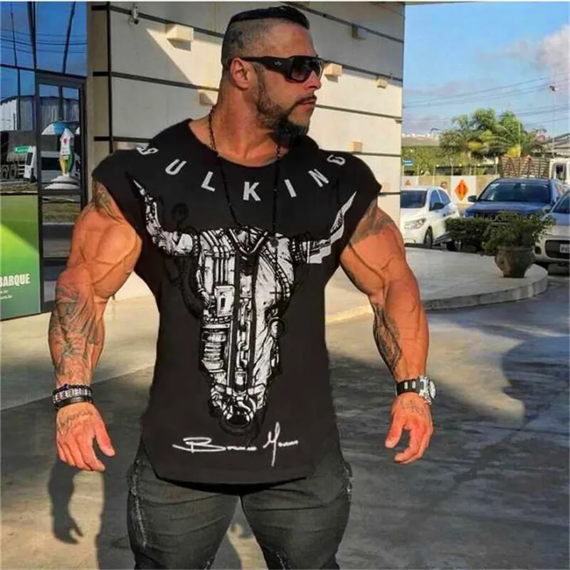 Hetuaf varumärke Kläd Gym Tight T-shirt Muskel Fitness Brother Men's Fitness T-shirt Men's Fitness Summer Top 220713