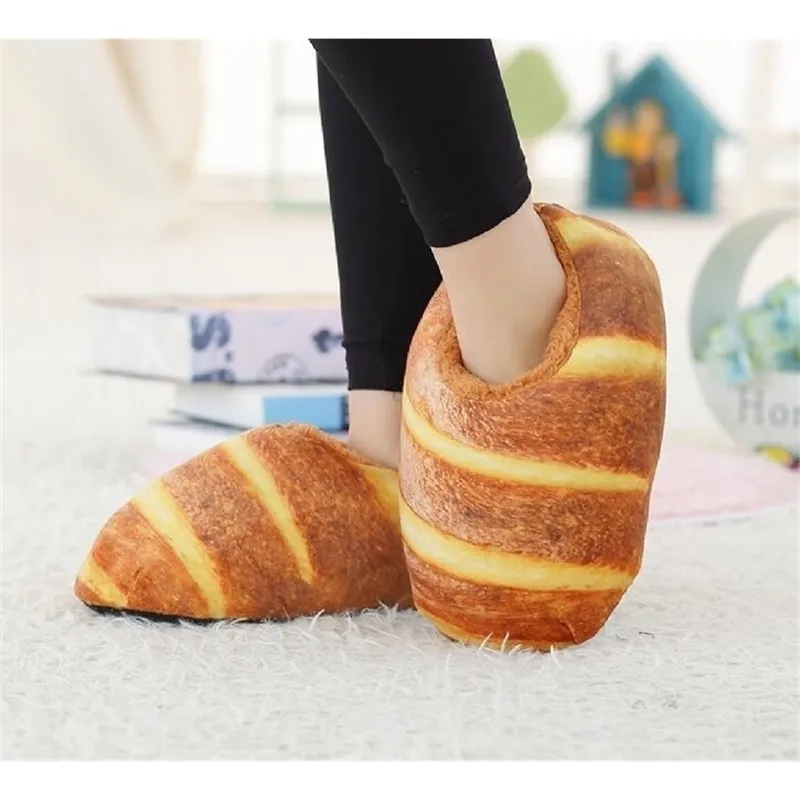 Gai Sunny Hamburger Slipper Winter Warm Lovely Family Party Shoes slags bröd 3640 Y200106