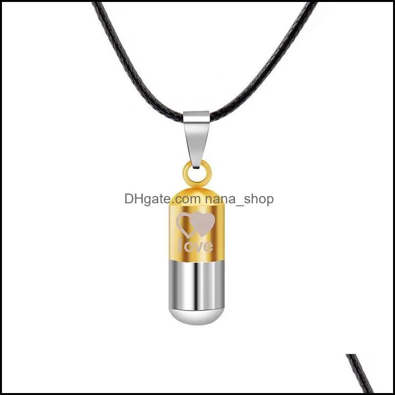 Stainless steel Urn cremation ashes necklace For Women Men family Heart Save Love open Locket Leather chain Couple Fashion Jewelry