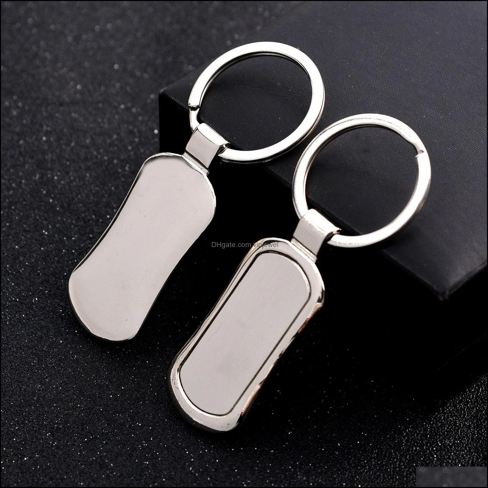 stainless steel metal blank keychain fashion geometry shape pendant keyring holder for men car key chains a142z