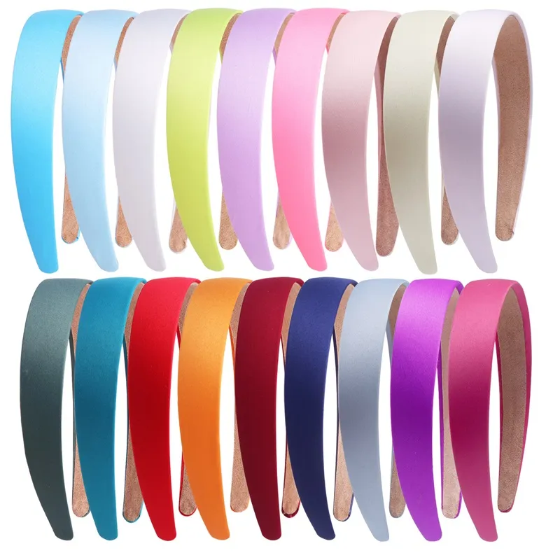 3cm Colorful Wide Edge Satin Headbands For Women Handmade DIY Retro Hair Accessories Simple Hair Hoop Wholesale 1 05xt D3