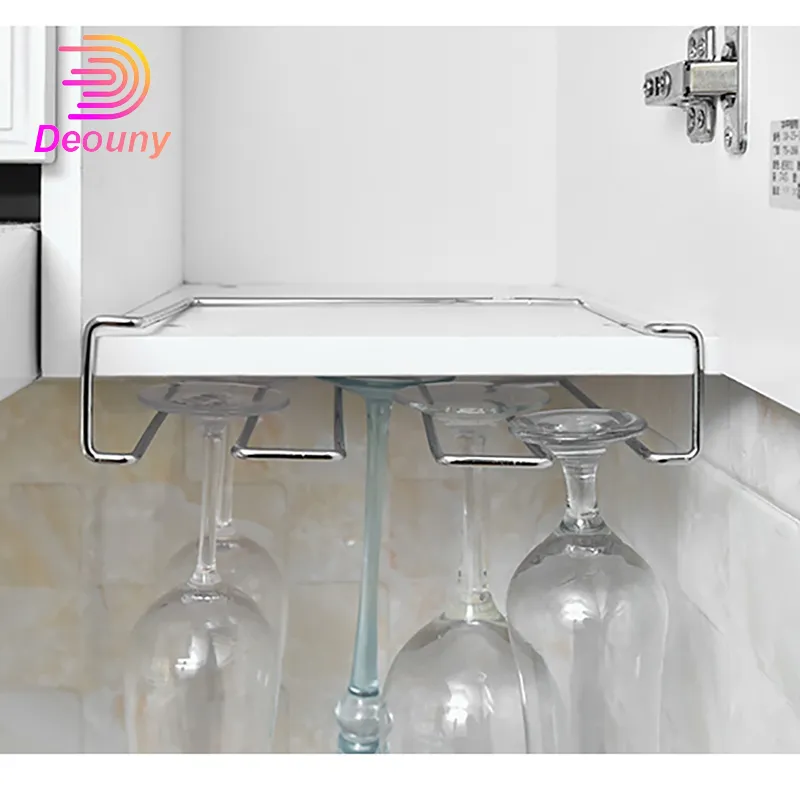 Deouny vinglasflaskhållare Creative Portable Rack Wall rostfritt järnbägare Stand Metal Home Bar Kitchen Accessories 220509