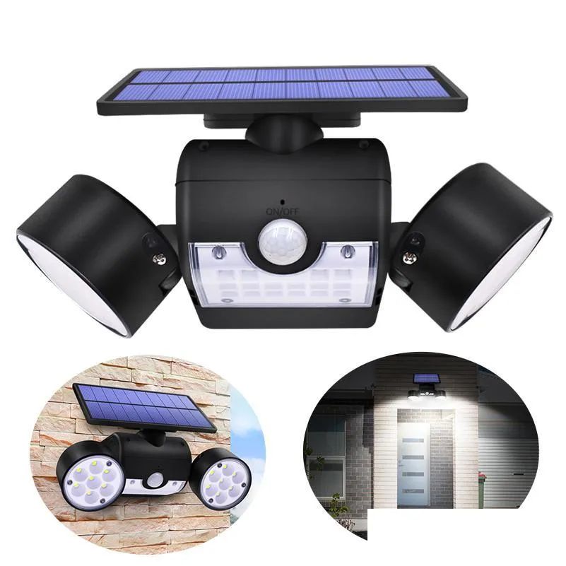 outdoor wall lamp solar led light motion sensor wall lights 30 led ip65 waterproof dual head adjustable patio garage garden