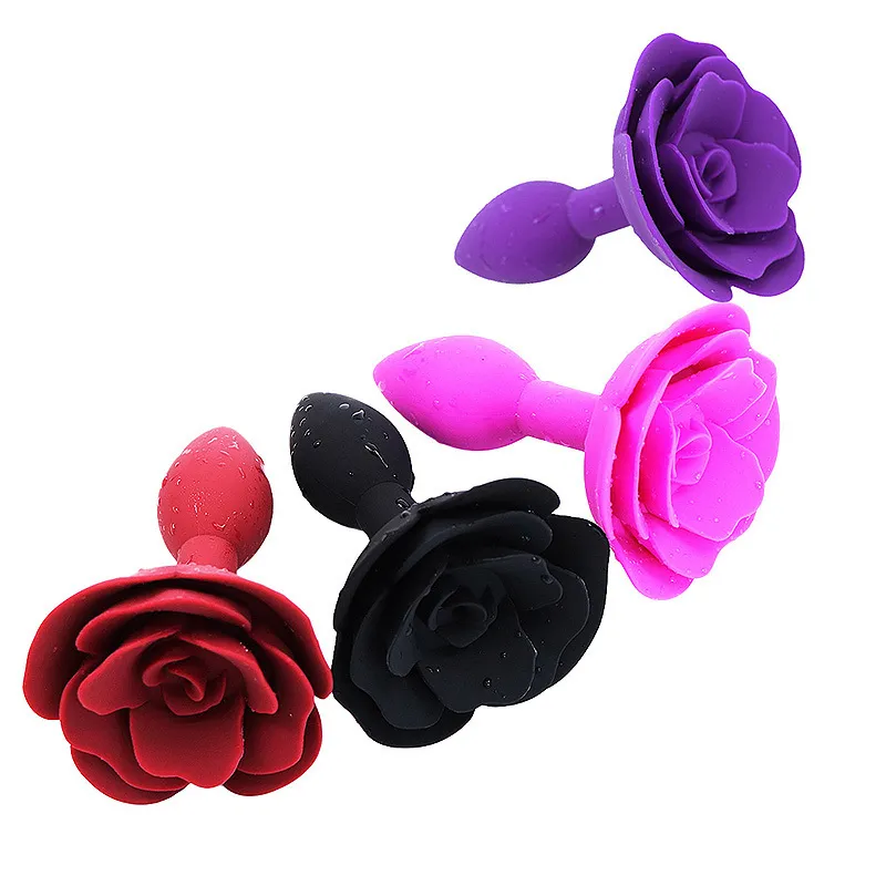 Giocattoli in silicone liscio, in acciaio, con fiore di rosa, dilatatore anale per donne/uomini, dildo anale per adulti._voghion.com