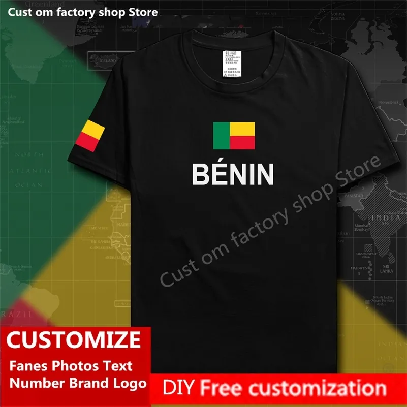 BÉNIN Pays Drapeau T-shirt DIY Personnalisé Jersey Fans Nom Numéro Marque Coton T-shirts Hommes Femmes Lâche Casual Sport T-shirt 220616