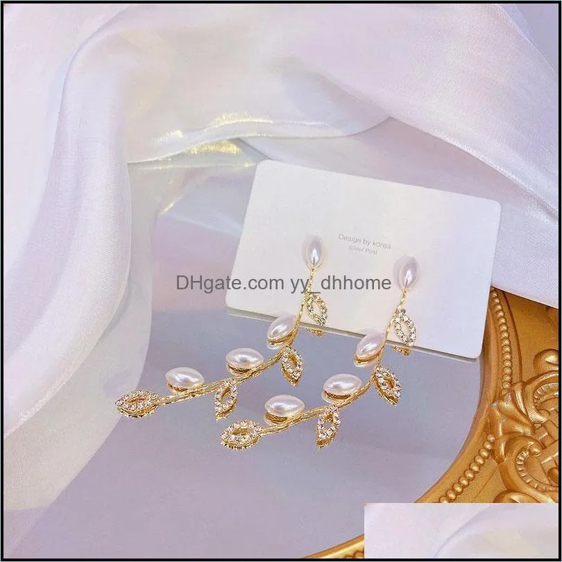 clip-on & screw back delicate 14k real gold plated leaves top quality pearl luxury earrings for women wedding exquisite charm elegant