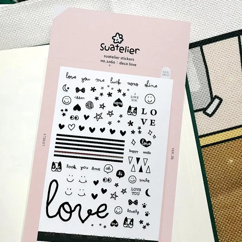 Gift Wrap Suatelier Deco Love Die Cut Stickers Black Star Heart PET Material Scrapbooking Nail Phone Diary Home Decoration Hobby CraftsGift