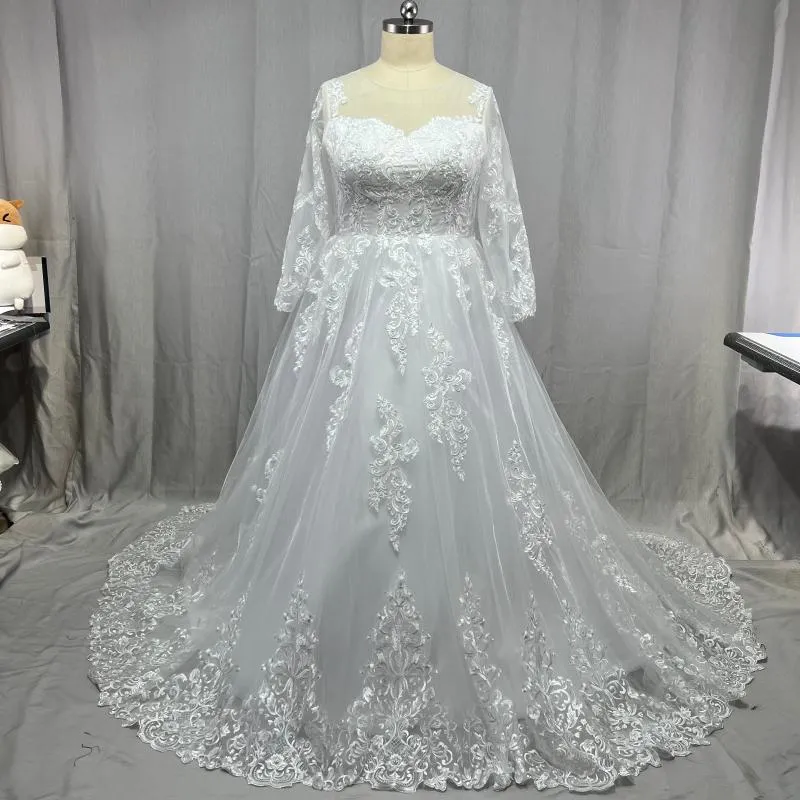 Autres robes de mariée magnifiques manches longues Robe de bal en dentelle 2022 mariée célébrité Vestido De Noiva Robe Mariee grande tailleAutre
