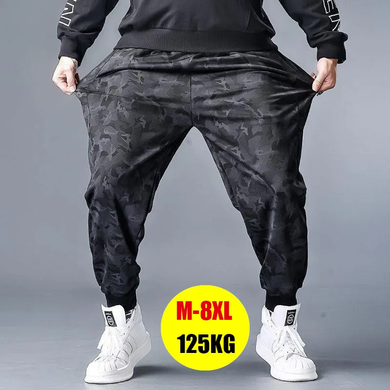 Calças casuais de verão para homens calças esportivas oversize respirável secagem rápida mens corredores camuflagem sweatpants grandes calças gordas 8xl 220713