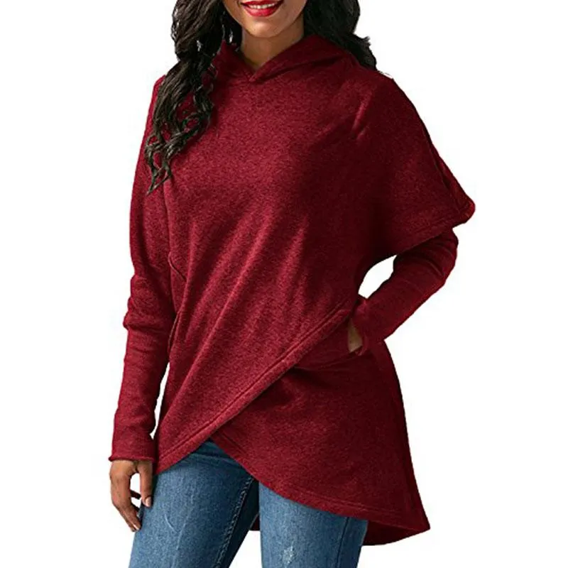 Asymmetric hem long deals sleeve hoodie