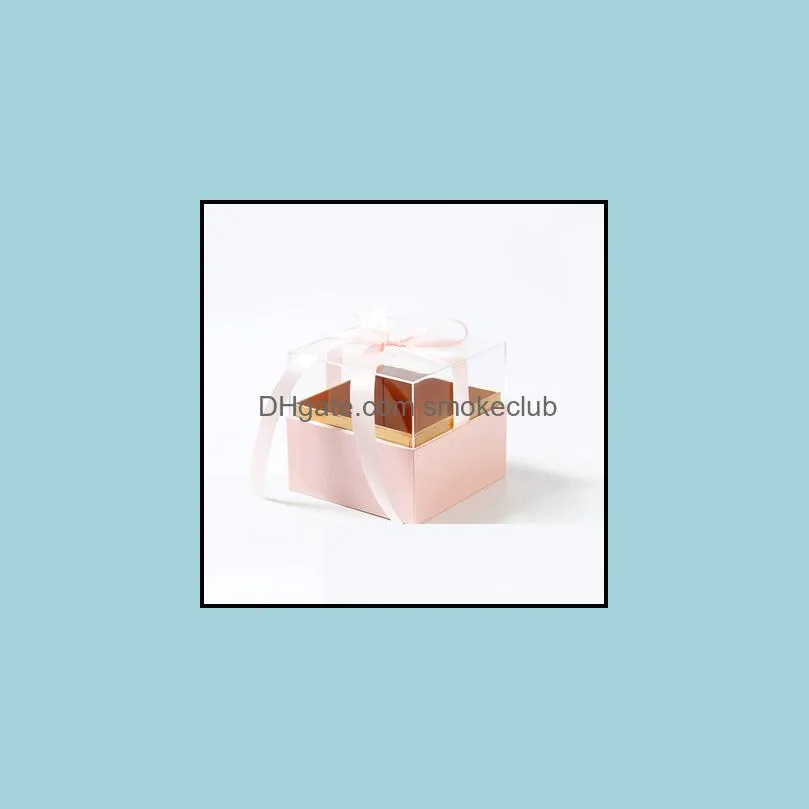 Square Acrylic Gift Box with Ribbon Rose Bouquet Arrangement Surprise Box Craft DIY Present Souvenir Gift Wrapping Boxes