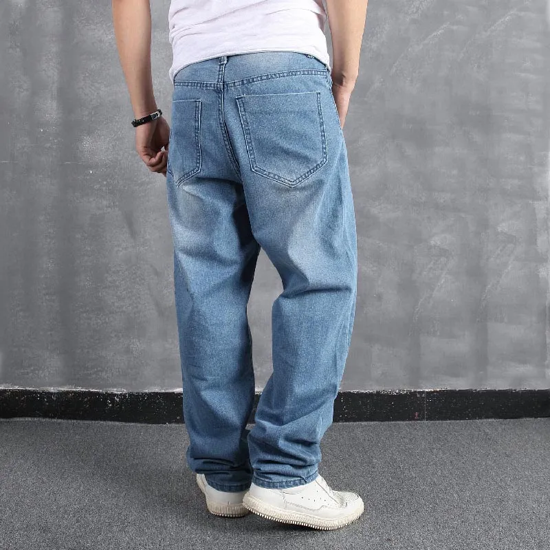 Mcikkny Men`s Hip Hop Bagger Jeans Pants Skateboard Loose Denim Trousers Male Streetwear Jeans Plain Solid Plus Size 30-46 (8)