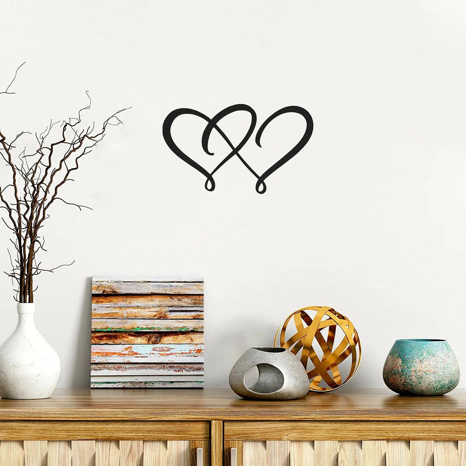Metal Wall Art Decals Double Heart Metal Wall Art Decals Black From