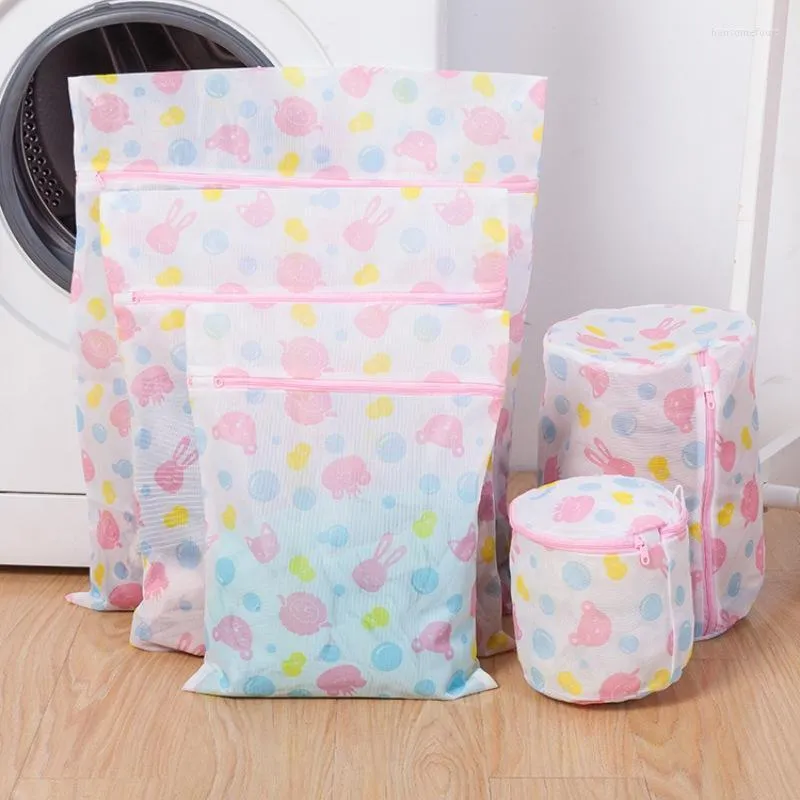 5Pcs Mesh Print Laundry Bags Travel Storage Organize Bag Clothing Washing For Delicates With Premium Zipper