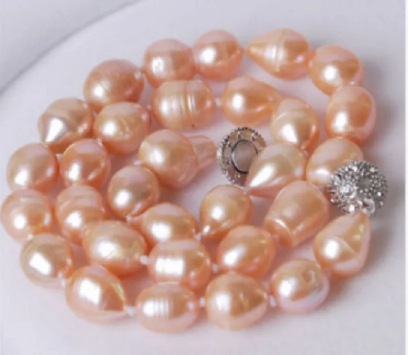 Nowy 11-13mm Oryginalny Natural Pink Akoya Pearl Necklace Magnet Clipp 18-25 "