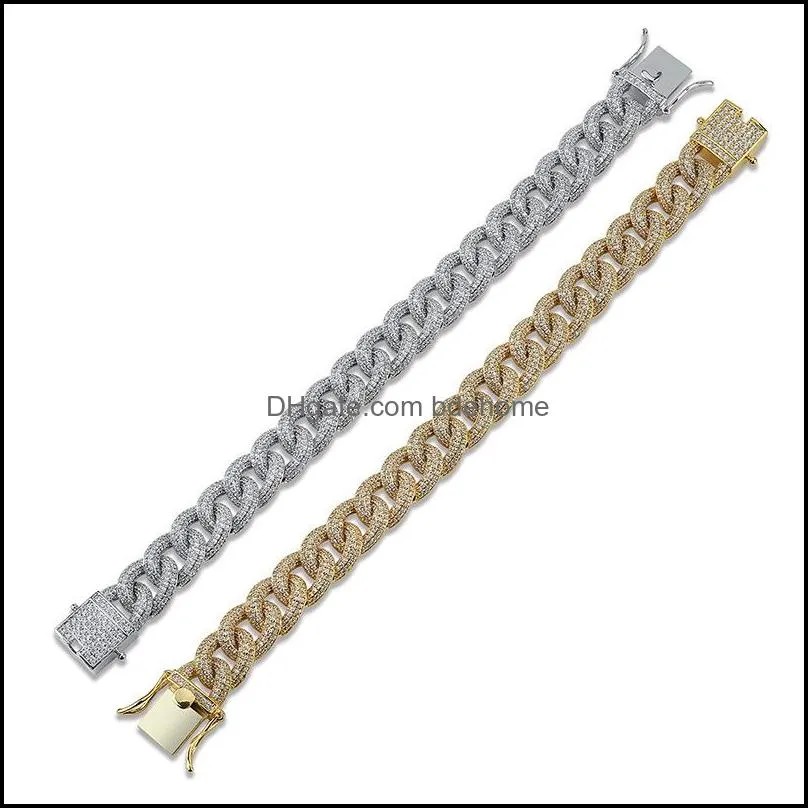 cuba bracelet best quality hip-hop bracelet full diamond bracelet micro cubic zirconia men jewelry copper plating18k gold fashion