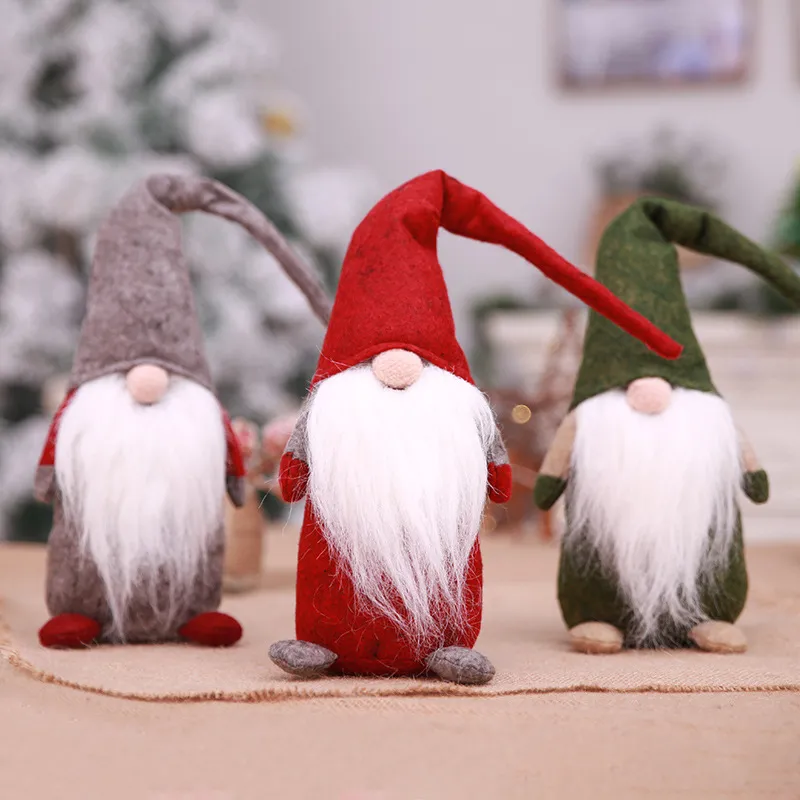Kerstboomdecoraties hangdoek pluche gevulde speelgoedfeest gunst witte baard gezichtsloze poppen tuin ornamenten groen rood elf festival benodigdheden 7 5Gl2 Q2