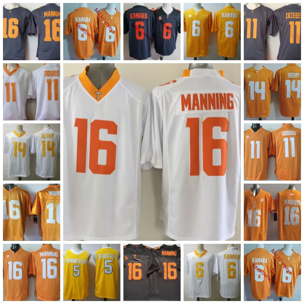 16 Peyton Manning Jersey 6 Alvin Kamara Jersey 14 Eric Berry 11 Joshua Dobbs Jason Witten Ammiraglio Schofield NCAA Tennessee Volunteers Stitched College Football Wear