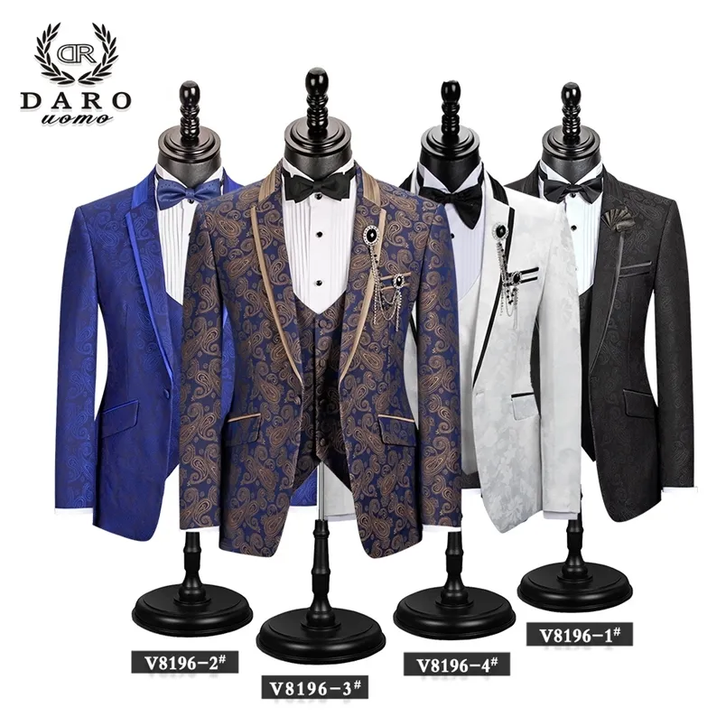 Männer Anzug Bräutigam Hochzeit Smoking Stil Blazer Muster Jacke Weste Hose 3 Stück Slim Fit Schwarz Gold Weiß Königsblau Custom 220504